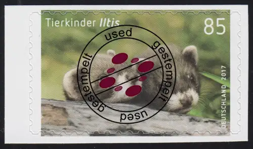 3294 Tierkinder - Iltis, selbstklebend aus Folienblatt 64, Bedarfs-O