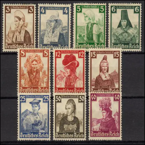 588-597 Volkstrachten Nothilfe 1935 - Satz mit Falzresten *