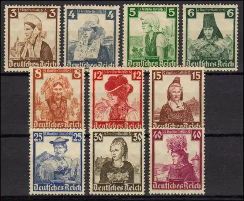 588-597 Volkstrachten Nothilfe 1935 - Satz mit Falzresten *