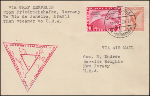 496 - 1 RM Chicagofahrt LZ 127 Graf Zeppelin Friedrichshafen 14.10.1933