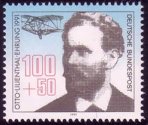 1543 Einzelmarke aus Block 24 Luftpostausstellung Lilienthal 1991, postfrisch **