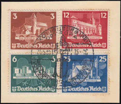 576-579 Marken aus Block 3 OSTROPA - Satz auf Stempelkarte mit SSt Königsberg