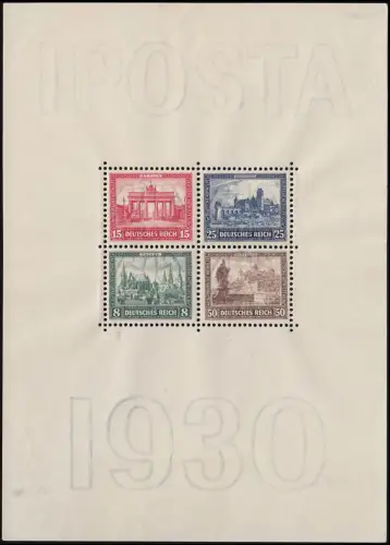 Block 1 IPOSTA 1930, Marken original postfrisch **, Blockrand entfalzt