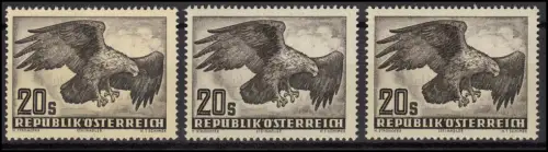 Österreich 968 Flugpost Steinadler 20 Schilling - Papiervarianten x/y/z kpl. **
