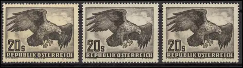 Österreich 968 Flugpost Steinadler 20 Schilling - Papiervarianten x/y/z kpl. **