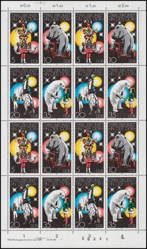 2364-2367 Zirkus 1978, ZD-Bogen Kleinformat, FN1 **