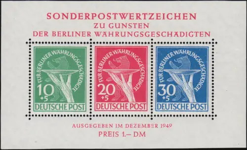 Block 1 II Währungsgeschädigte-Block mit PLF 68I+70I ** FA Schlegel BPP 