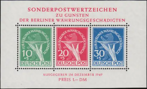 Block 1 II Währungsgeschädigte-Block mit PLF 68I+70I ** FA Schlegel BPP 