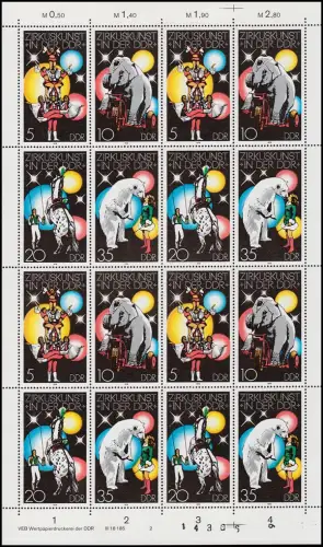 2364-2367 Zirkus 1978, ZD-Bogen Kleinformat, FN2 **