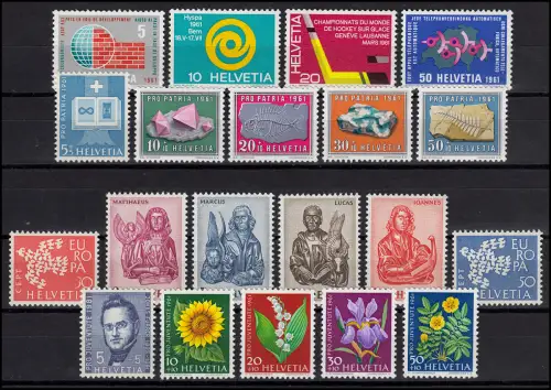 727-746 Schweiz-Jahrgang 1961 komplett, postfrisch **