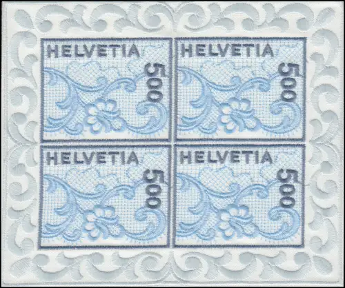 1726 St. Galler Strickerei, Stickgarn auf Satin, selbstklebend, Kleinbogen **