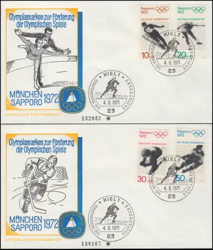 Sporthilfe 680-683 Olympia Sapporo - Satz zwei offizielle FDC ESSt KIEL 4.6.71