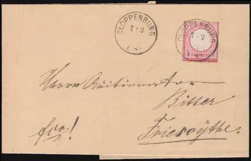 4 I Brustschild 1 Gr. mit PLF I weiße Rahmeninie unten auf Faltbrief Cloppenburg