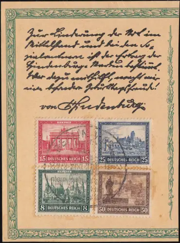446-449 Einzelmarken aus Block 1 mit WZ.3 Adler, Satz SSt Berlin IPOSTA 13.9.30
