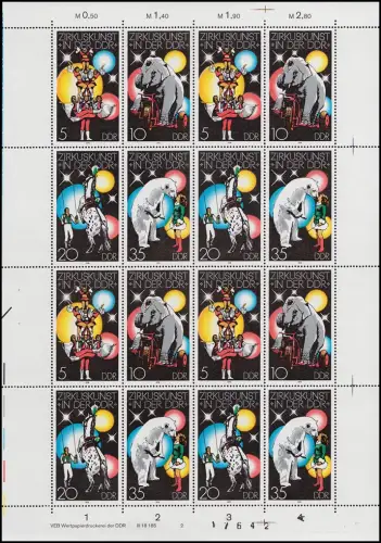 2364-2367 Zirkus 1978, ZD-Bogen Großformat, FN2 **