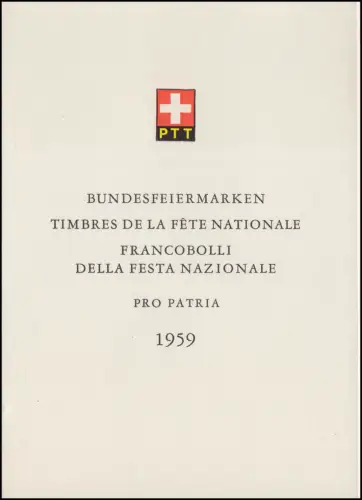 Schweiz Faltblatt Nr. 20 Pro Patria 1959, ET-O