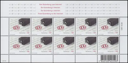 2106 Von Gutenberg zum Internet, Grafik-Branche, Kleinbogen postfrisch **