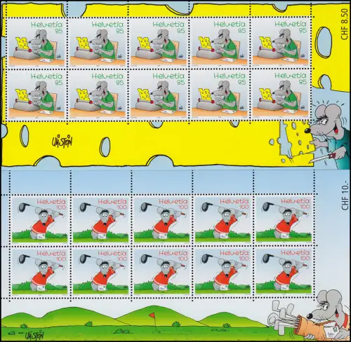 1915-1916 Uli Stein, Cartoons Comic Diddl Maus, Kleinbogen-Satz postfrisch **