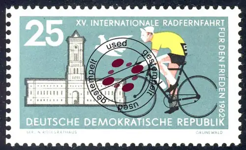 888 Radfernfahrt 25 Pf, gestempelt O