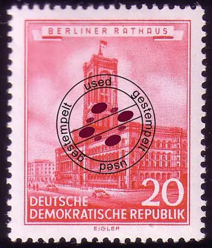 494 Historische Bauwerke 20 Pf Rotes Rathaus, gestempelt O