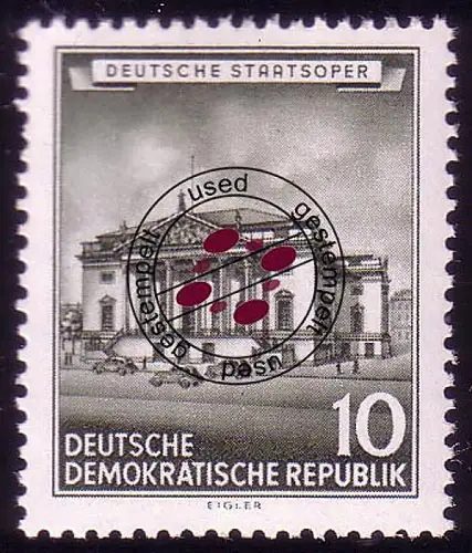 492 Historische Bauwerke 10 Pf Deutsche Staatsoper, gestempelt O