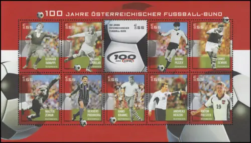 2460-2469 Fußballbund Fußballspieler 2004 - kompletter Kleinbogen, postfrisch **