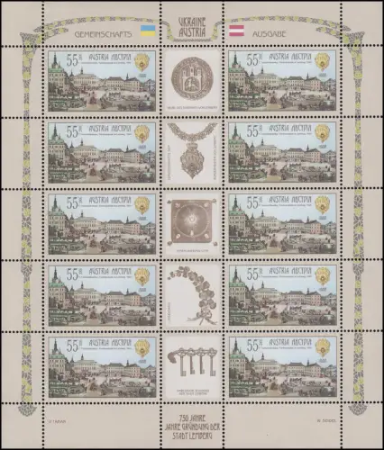 2627 Lemberg 2006 - kompletter Kleinbogen mit Zierfeldern, postfrisch