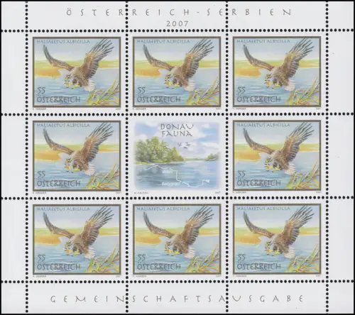 2683 Seeadler 2007 - kompletter Kleinbogen mit Zierfeld, postfrisch **