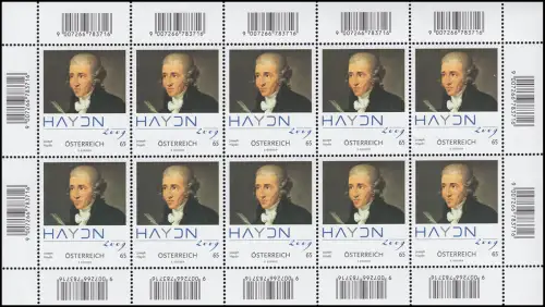 2799 Komponist Joseph Haydn - kompletter Kleinbogen, postfrisch **