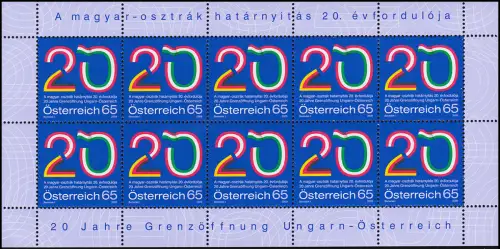 2823 Grenzöffnung zwischen Ungarn und Österreich - kompletter Kleinbogen, **