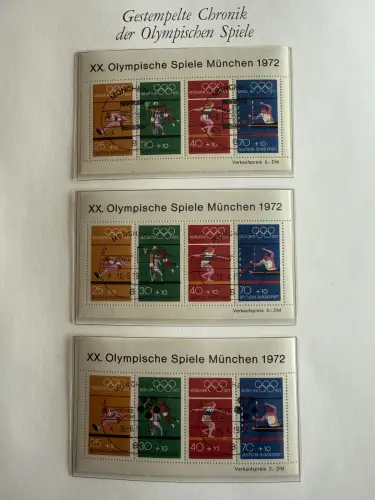 Gestempelte Chronik Olympia 1972 - 54 verschiedene SST auf 54 mal Block 8