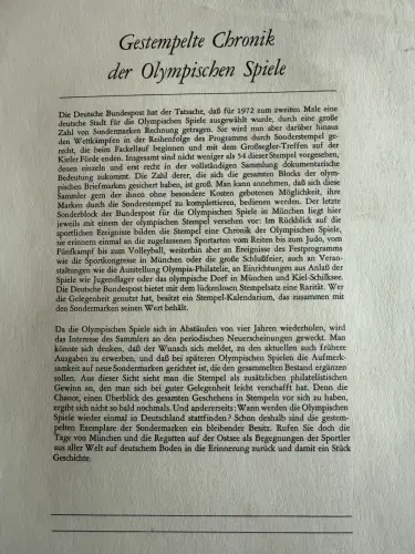 Gestempelte Chronik Olympia 1972 - 54 verschiedene SST auf 54 mal Block 8