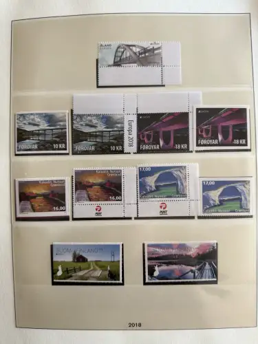 Europaunion / CEPT 2018 Brücken auf 21 Lindner-Vordrucken, postfrisch **
