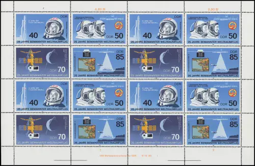 3005-3008 Weltraumflug 1986, ZD-Bogen FN1, postfrisch **