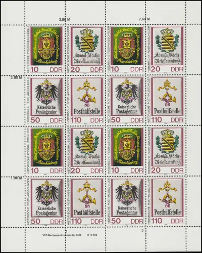 3306-3309 Posthausschilder 1990, ZD-Bogen FN3, postfrisch **