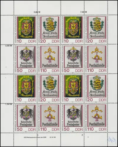 3306-3309 Posthausschilder 1990, ZD-Bogen FN4, postfrisch **