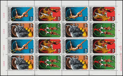 2983-2986 Zirkuskunst 1985, ZD-Bogen, FN1 4, postfrisch **