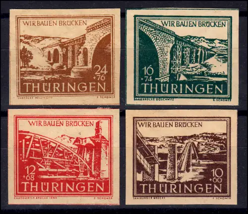 112-115y Brücken 1946, Papier y, Satz ** postfrisch / MNH