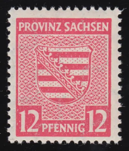 SBZ 79Xa Provinzwappen 12 Pf, Wz.1X, dunkelrosarot, gezähnt, **