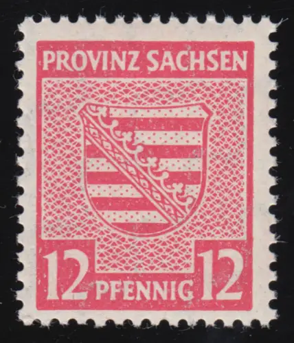 SBZ 79Xa Provinzwappen 12 Pf, Wz.1X, dunkelrosarot, gezähnt, **