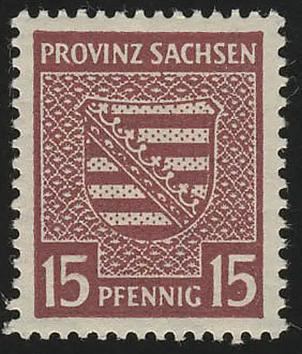 SBZ 80Ya Provinzwappen 15 Pf, Wz.1Y, mittellilakarmin, gezähnt, **