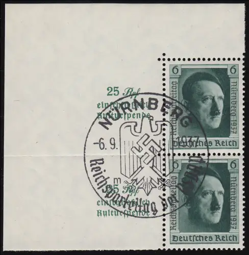 650 im Paar aus Block 11 mit SSt NÜRNBERG Reichsparteitreffen 6.9.1937