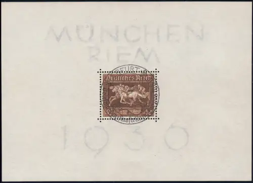Block 4 Das Braune Band, Sonderstempel SSt Briefmarkenausstellung Erfurt 7.3.37