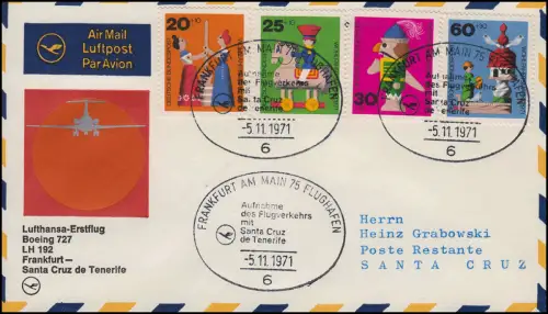 Lufthansa Erstflug LH 192 Boeing 727 FRANKFURT MAIN/ TENERIFFA 5./6.11.1971