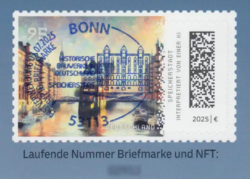 132c Markenheftchen BLAU mit 3917 Speicherstadt Hamburg, EV-O BONN 3.7.2025