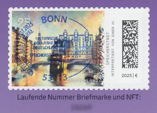 132b Markenheftchen LILA mit 3917 Speicherstadt Hamburg, EV-O BONN 3.7.2025