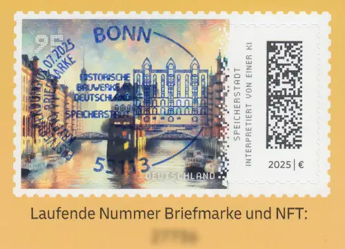 132a Markenheftchen GELB mit 3917 Speicherstadt Hamburg, EV-O BONN 3.7.2025