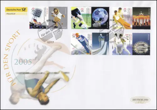 2439-2443 Sporthilfe 2005, 5 Werte, Satz auf Schmuck-FDC Deutschland exklusiv