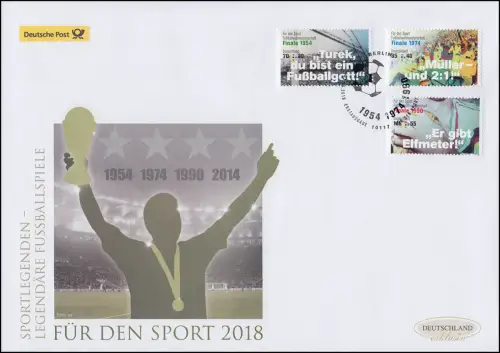 3380-3382 Fußballweltmeisterschaft, Satz auf Schmuck-FDC Deutschland exklusiv