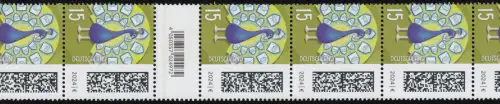 3843 Briefpfau 15 C. aus 200er, 11er Rollenende mit 3 KLEINEN CF, **